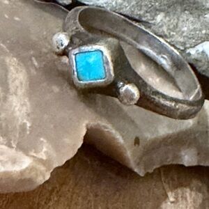 Sleeping Beauty Inlay Native American Ring size 8-8.5
Bell Trading 1930s.
